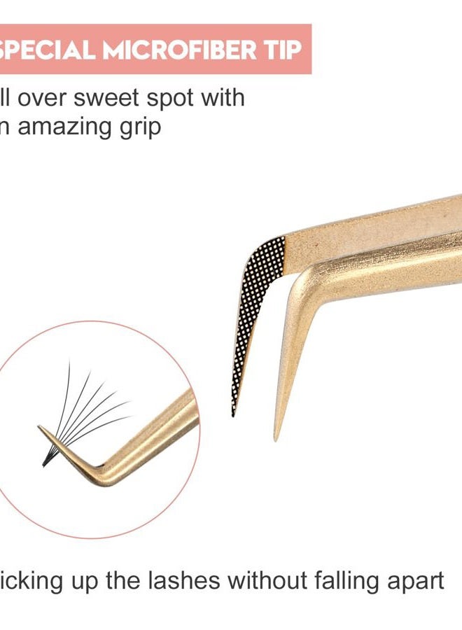Ms.Queen Lash Tweezers for Eyelash Extensions,Precision 4Pcs Fiber Tip Grip 45 90 Degree Boot Dolphin Isolation Eyelash Tweezers Set (Boot+45 Degree+90 Degree+Curved) - Image 2